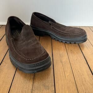 To Boot New York Adam Derrick Brown Suede Lug Sole Loafers 7